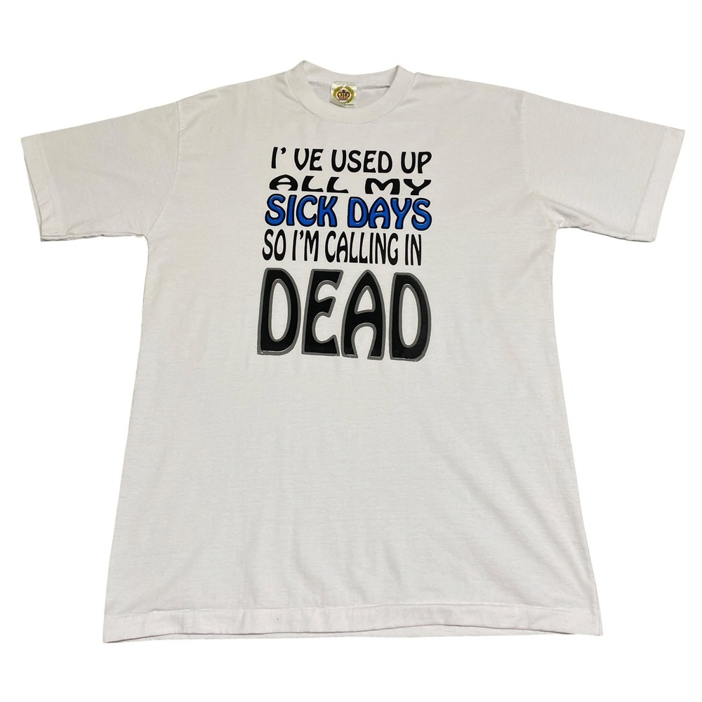 Vintage White Funny Dead T-Shirt